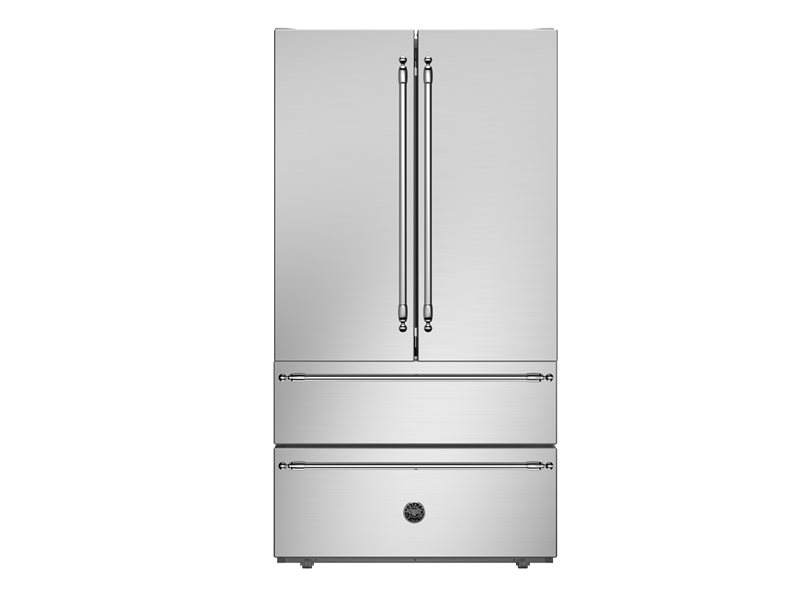 91x178εκ. ψυγειοκαταψύκτης με inox πόρτες τύπου French doors και μεταλλικά χερούλια